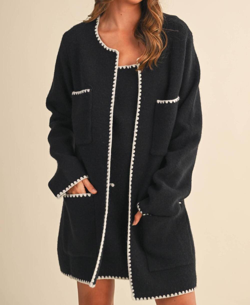 NEW KLESIS chanel look cardigan in black / white
